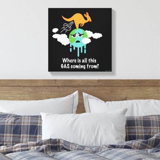 Kangaroo Methane Fart Canvas Afdruk (Insitu (Slaapkamer))