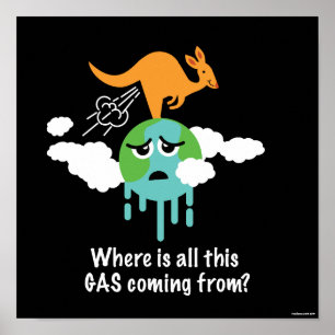 Kangaroo Methane Fart Poster