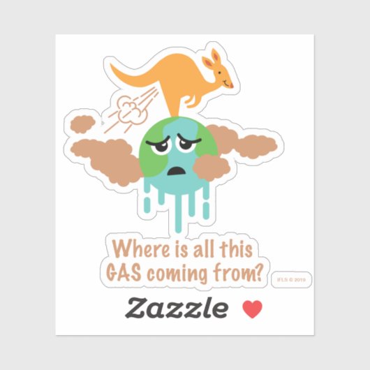 Kangaroo Methane Fart Sticker (Vel)