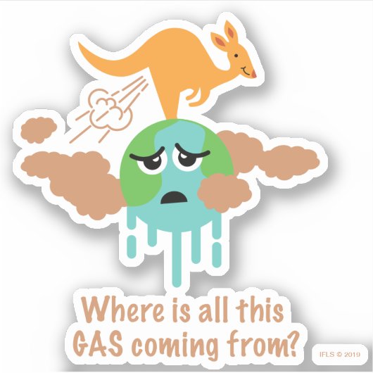 Kangaroo Methane Fart Sticker (Voorkant)