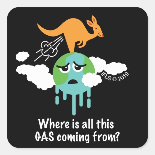 Kangaroo Methane Fart Vierkante Sticker (Voorkant)