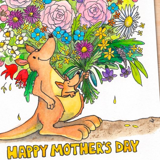 Kangaroo Moederdag briefkaart van Nicole Janes