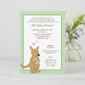Kangaroo Neutraal Baby shower Invitation Green Kaart (Staand voorkant)