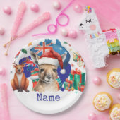 Kangaroo on Australia Flag Papieren Bordje (Feest)