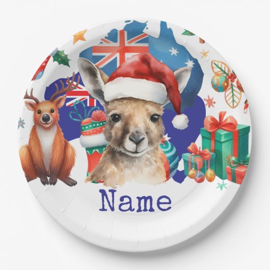 Kangaroo on Australia Flag Papieren Bordje (Voorkant)