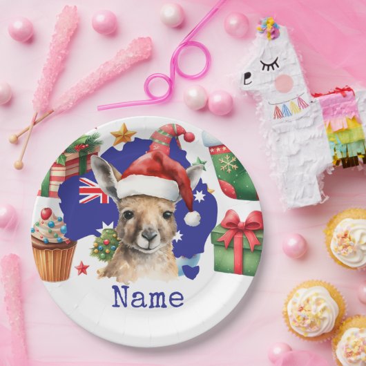 Kangaroo on Australia Flag  Papieren Bordje (Feest)