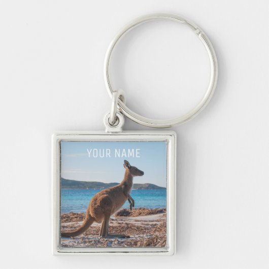 Kangaroo op de Beach Lucky Bay Australië Sleutelhanger (Voorkant)