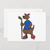 Kangaroo op Ice hockey met Ice hockey stick Briefkaart (Voorkant / Achterkant)