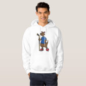 Kangaroo op Ice hockey met Ice hockey stick Hoodie (Voorkant volledig)