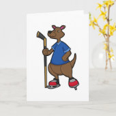 Kangaroo op Ice hockey met Ice hockey stick Kaart (Gele Bloem)
