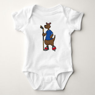 Kangaroo op Ice hockey met Ice hockey stick Romper