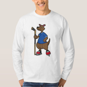 Kangaroo op Ice hockey met Ice hockey stick T-shirt