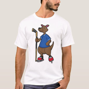 Kangaroo op Ice hockey met Ice hockey stick T-shirt