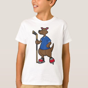 Kangaroo op Ice hockey met Ice hockey stick T-shirt