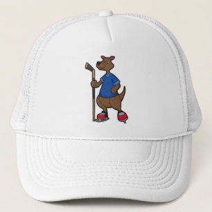 Kangaroo op Ice hockey met Ice hockey stick Trucker Pet