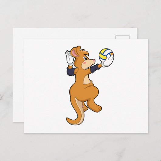 Kangaroo op volleybalsport briefkaart (Voorkant / Achterkant)