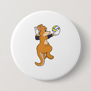 Kangaroo op volleybalsport ronde button 7,6 cm