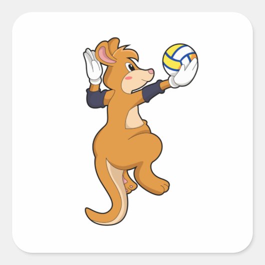 Kangaroo op volleybalsport vierkante sticker (Voorkant)