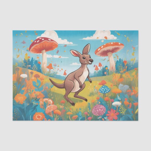 Kangaroo Paddenstoel Tuin Decoupage Tissuepapier (Voorkant)