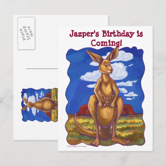 Kangaroo Party Center Aankondigingskaart (Voorkant / Achterkant)