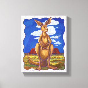 Kangaroo Party Center Canvas Afdruk