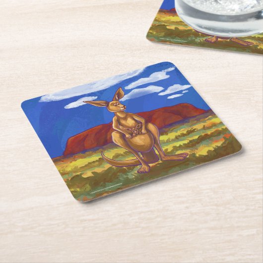 Kangaroo Party Center Kartonnen Onderzetters (Schuin)