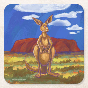 Kangaroo Party Center Kartonnen Onderzetters