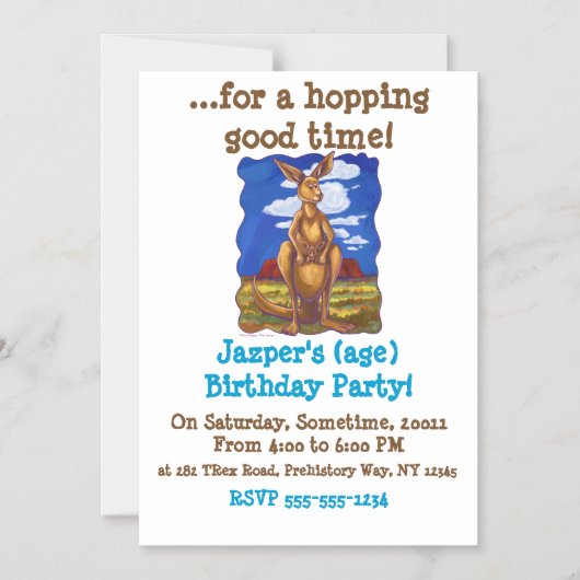 Kangaroo Party Center Magnetische Uitnodiging (Voorkant)