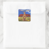 Kangaroo Party Center Vierkante Sticker (Tas)