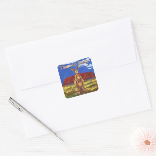 Kangaroo Party Center Vierkante Sticker (Envelop)