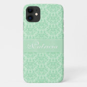 Kangaroo Paws patterned damask soft green name Case-Mate iPhone Case (Achterkant)