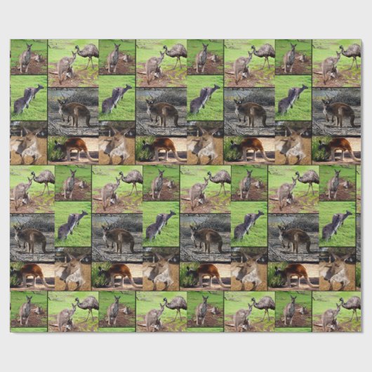 Kangaroo Photo Collage Cadeaupapier (Vlak)