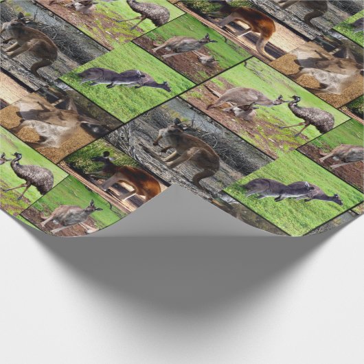 Kangaroo Photo Collage Cadeaupapier (Hoek)