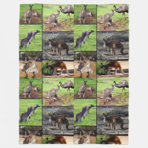 Kangaroo Photo Collage Fleece Deken