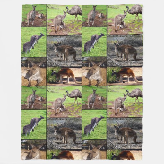 Kangaroo Photo Collage Fleece Deken (Voorkant)