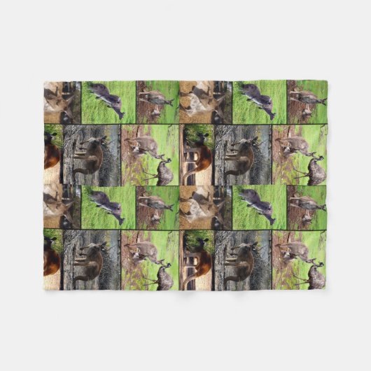 Kangaroo Photo Collage Fleece Deken (Voorkant (Horizontaal))