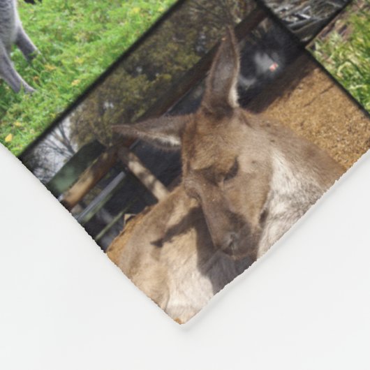 Kangaroo Photo Collage Fleece Deken (Hoek)