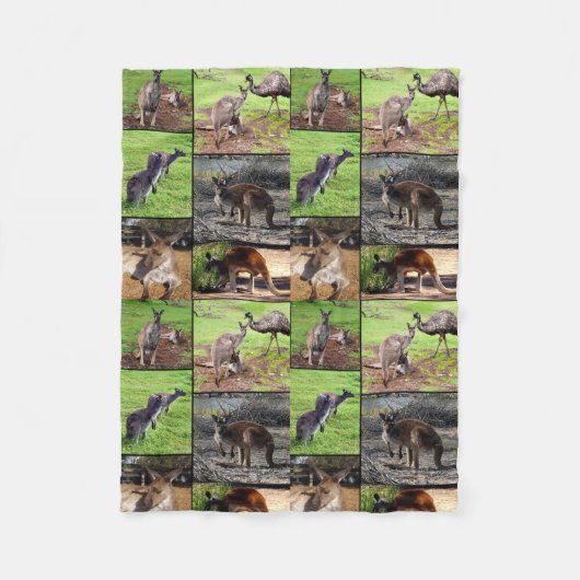 Kangaroo Photo Collage Fleece Deken (Voorkant)