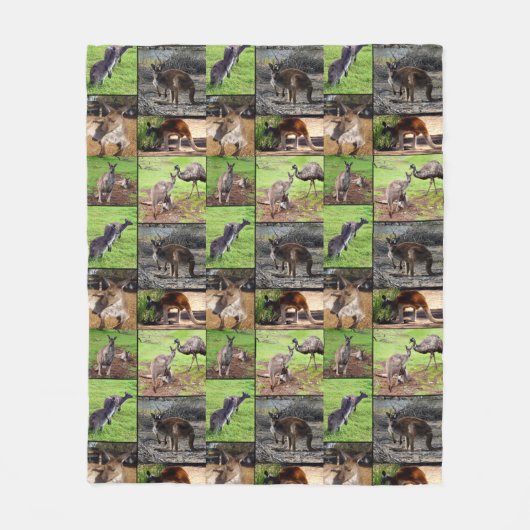 Kangaroo Photo Collage Fleece Deken (Voorkant)