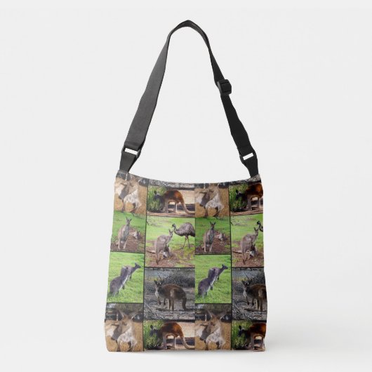 Kangaroo Photo Collage, Full Print Crossbody Bag. Crossbody Tas (Voorkant)