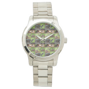 Kangaroo Photo Collage, Large Silver Unisex Watch Horloge