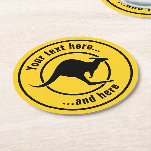 Kangaroo-pictogram Ronde Kartonnen Onderzetter (Gebogen)