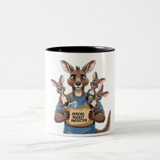 Kangaroo Pocket Protector - Funny Animal Dad Tweekleurige Koffiemok (Center)