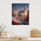 Kangaroo Red Neon Outback Poster (Keuken)