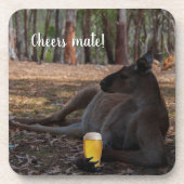 Kangaroo Relaxing with Beer Australia Funny Bier Onderzetter (Voorkant)