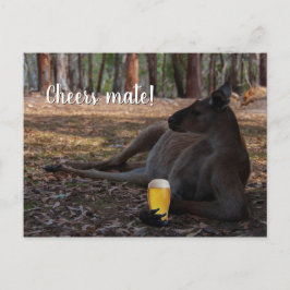 Kangaroo Relaxing with Beer Australia Funny Briefkaart