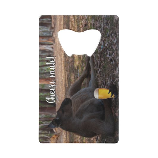 Kangaroo Relaxing with Beer Australia Funny Creditkaart Flessenopener (Voorkant)