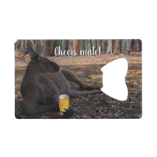 Kangaroo Relaxing with Beer Australia Funny Creditkaart Flessenopener (Voorkant (Horizontaal))