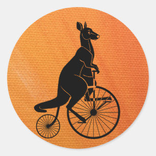 Kangaroo Riding a Bike Ronde Sticker