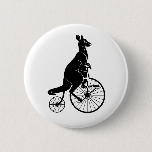 Kangaroo Riding a Penny Farthing Ronde Button 5,7 Cm (Voorkant)